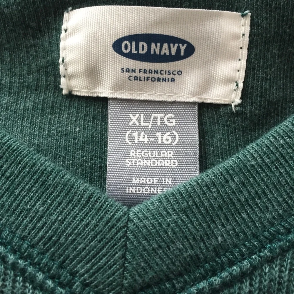 Old Navy Sweater Kid’s Size XL Long Sleeve V-Neck French-Ribbed Green